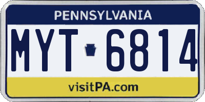 PA license plate MYT6814