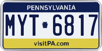 PA license plate MYT6817
