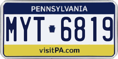 PA license plate MYT6819