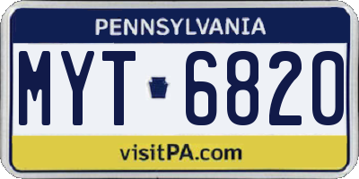 PA license plate MYT6820