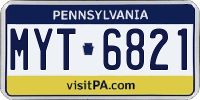 PA license plate MYT6821