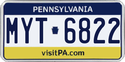 PA license plate MYT6822