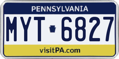 PA license plate MYT6827