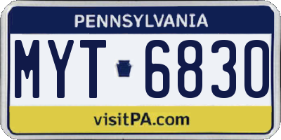 PA license plate MYT6830