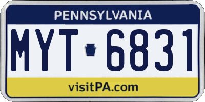PA license plate MYT6831