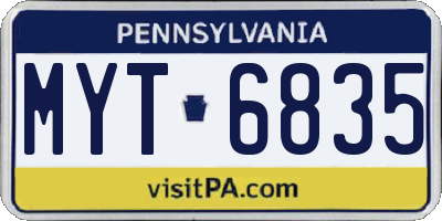 PA license plate MYT6835