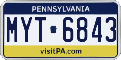 PA license plate MYT6843