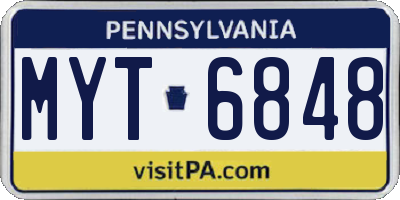 PA license plate MYT6848