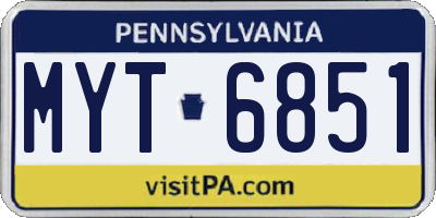 PA license plate MYT6851