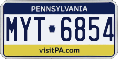 PA license plate MYT6854