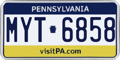 PA license plate MYT6858