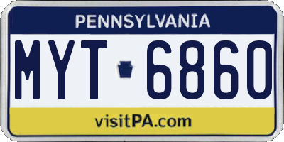 PA license plate MYT6860