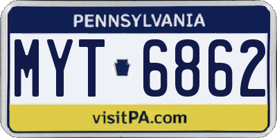 PA license plate MYT6862
