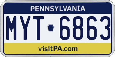 PA license plate MYT6863