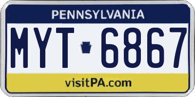 PA license plate MYT6867