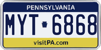 PA license plate MYT6868