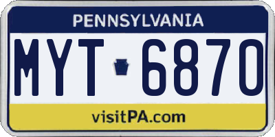 PA license plate MYT6870