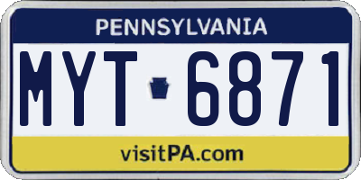 PA license plate MYT6871