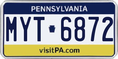 PA license plate MYT6872