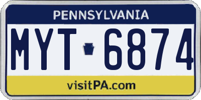 PA license plate MYT6874