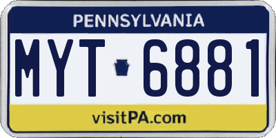PA license plate MYT6881