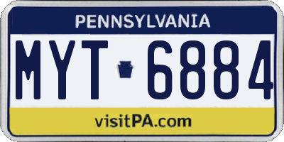 PA license plate MYT6884