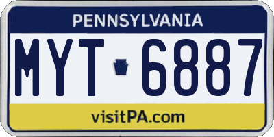 PA license plate MYT6887