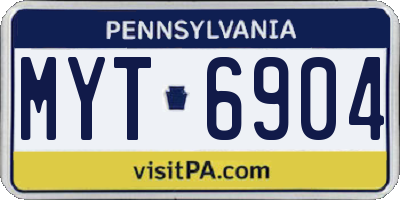 PA license plate MYT6904