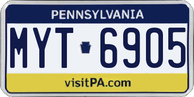 PA license plate MYT6905