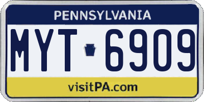 PA license plate MYT6909