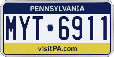 PA license plate MYT6911