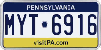 PA license plate MYT6916