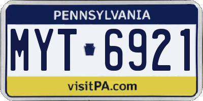 PA license plate MYT6921