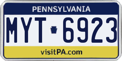 PA license plate MYT6923