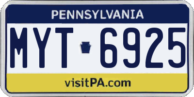 PA license plate MYT6925