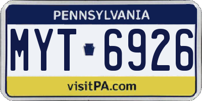 PA license plate MYT6926