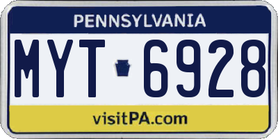 PA license plate MYT6928