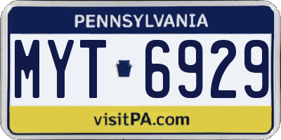 PA license plate MYT6929
