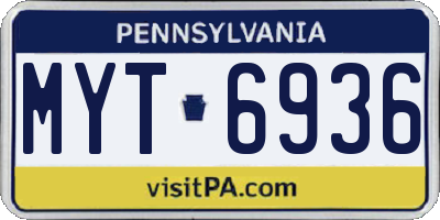 PA license plate MYT6936