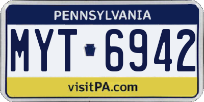 PA license plate MYT6942
