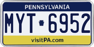 PA license plate MYT6952