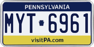 PA license plate MYT6961