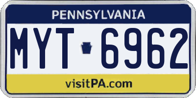 PA license plate MYT6962