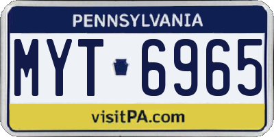 PA license plate MYT6965