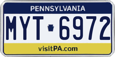 PA license plate MYT6972