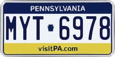 PA license plate MYT6978