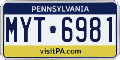 PA license plate MYT6981