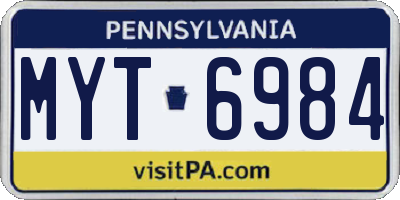 PA license plate MYT6984