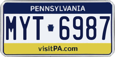 PA license plate MYT6987