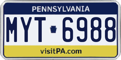 PA license plate MYT6988